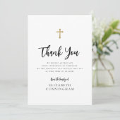 Modern Cursive Script Calligraphy Cross Memorial Thank You Card | Zazzle