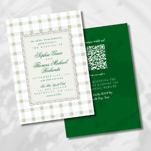 Modern Cursive Script Checkered Wedding Invitation