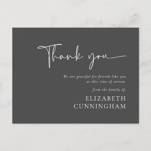 Modern Cursive Script Modern Elegant Chic Memorial Postcard