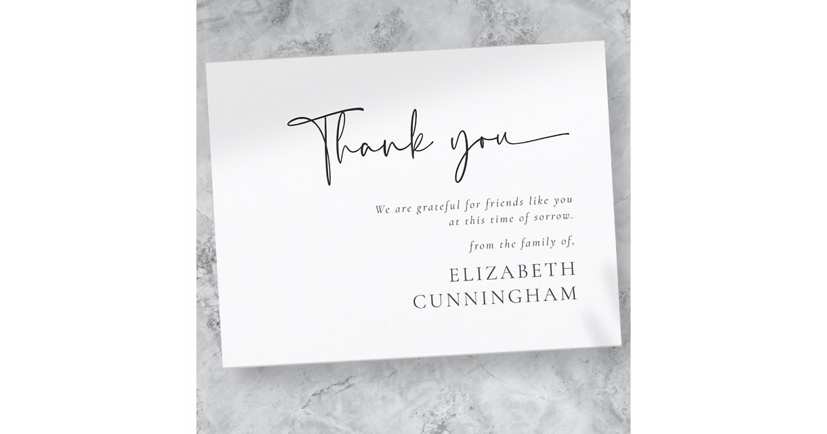 Modern Cursive Script Modern Elegant Chic Memorial Postcard | Zazzle