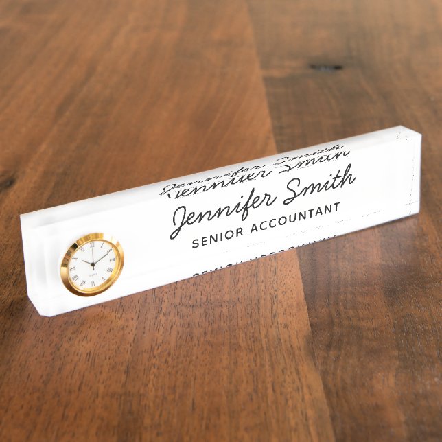 Modern Cursive Style Font Desk Name Plate (Side)