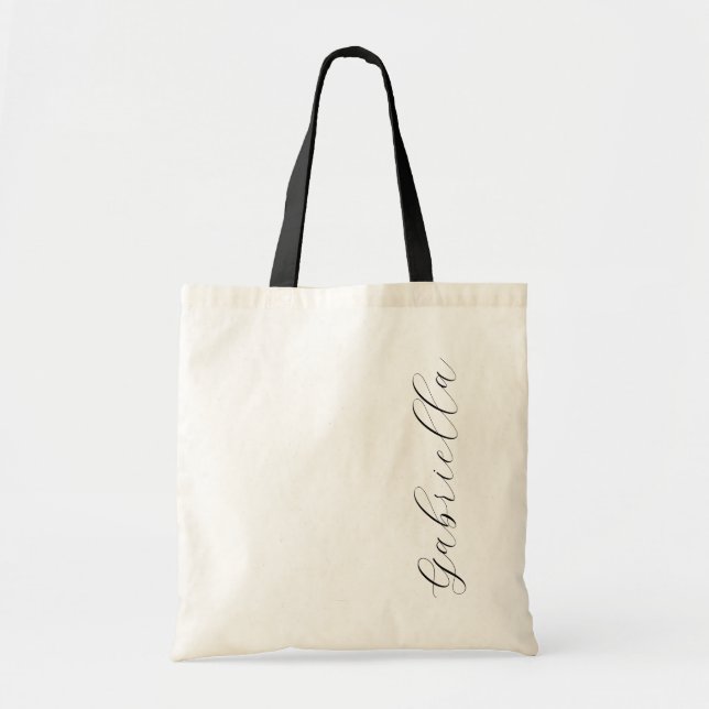 Modern Cursive Vertical Script Name Bridal Gift To Tote Bag (Front)
