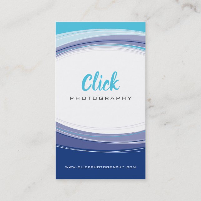 MODERN CURVE DESIGN minimal aqua navy blue gray Business Card (Front)
