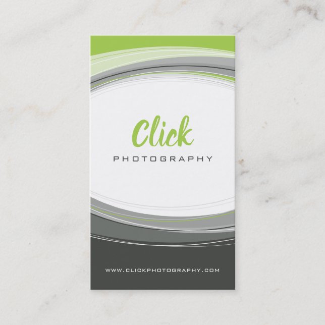 MODERN CURVE DESIGN minimal lime green gray Business Card (Front)