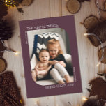 Modern Curved Frame Minimal 1 Photo Christmas Holiday Card<br><div class="desc">With all the craziness in our lives (especially around the holiday season), this simply designed photo card is perfect for sending out to family and friends! It features a curved corners photo frame and a simple mauve plum and white color scheme. Text reads, "The simple things bring great joy, "...</div>