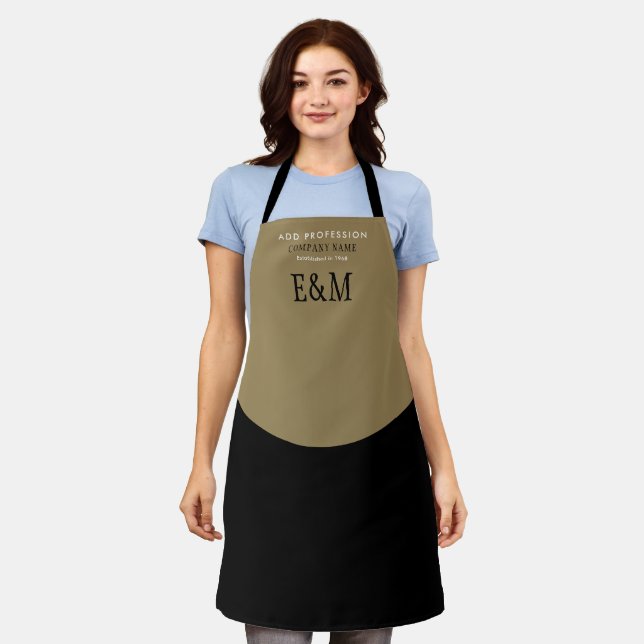Modern Curved Initials Design Company Apron (Worn)