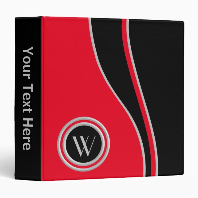 Modern Curves Monogrammed Office Binder (Front/Spine)