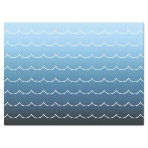 Modern Curving Wave Pattern Light to Dark Blue Tissue Paper