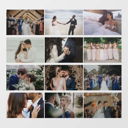 Modern Custom 12 Photo Collage Couple Wedding  Floor Decals