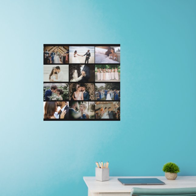 Modern Custom 12 Photo Collage Family Love Couple  Wall Decal (Home Office)
