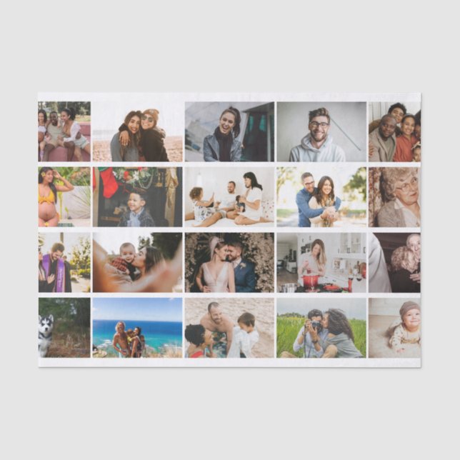 Modern Custom 12 Photo Collage Family Personalized Tissue Paper (Front)