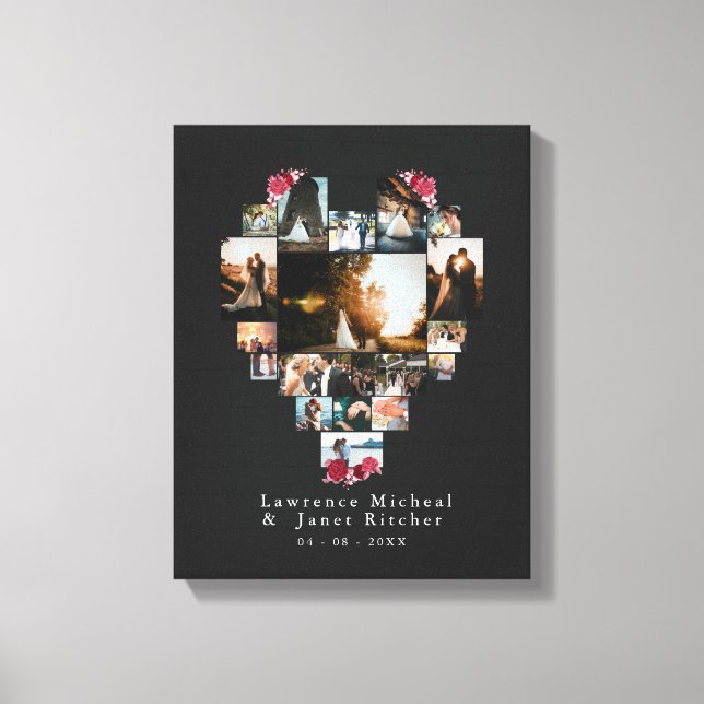 Modern custom 18 heart Shaped pictures gifts Canva Canvas Print (Front)