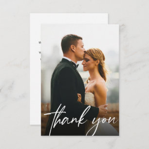 Modern Custom 1 Wedding Photo Simple Thank You Card