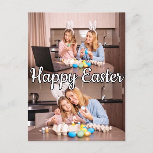 Modern Custom 2_photo Family Easter Postcard