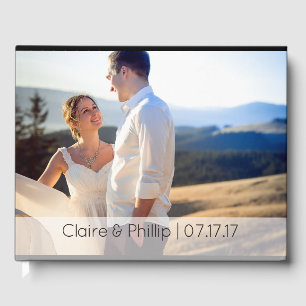 Modern Custom 2 Photo Wedding Monogram Guest Book