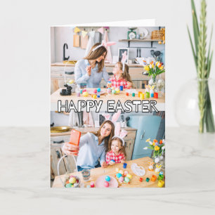 Modern Custom 2-photos Family Easter Holiday Card