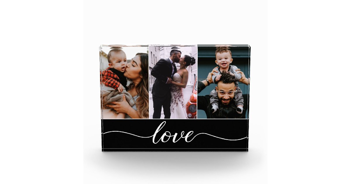 Modern Custom 3 Photos Love Script | Zazzle