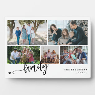 Modern custom 5 photo collage family plaque