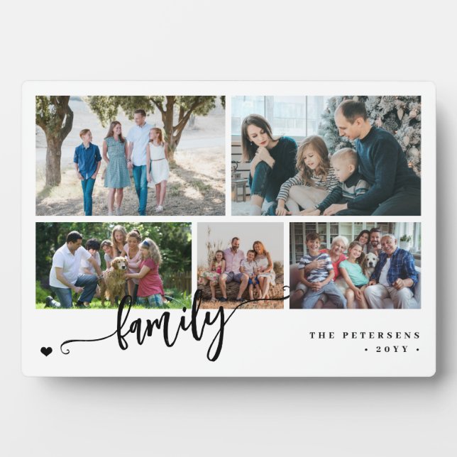 Modern custom 5 photo collage family  plaque (Front)
