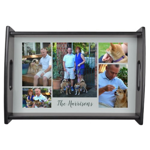 Modern Custom 5 Photo Family Collage Serving Tray