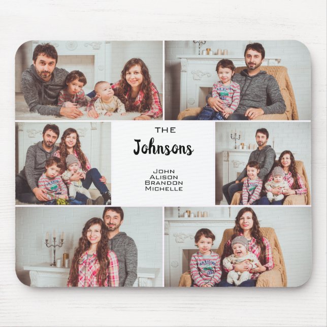 Modern Custom 6 Family Photo Collage Mouse Pad (Front)
