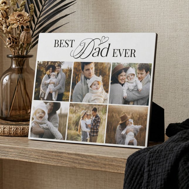 Modern Custom 6 photo Collage Best Dad Ever Plaque (Modern Custom 6 photo Collage Best Dad Ever Plaque)