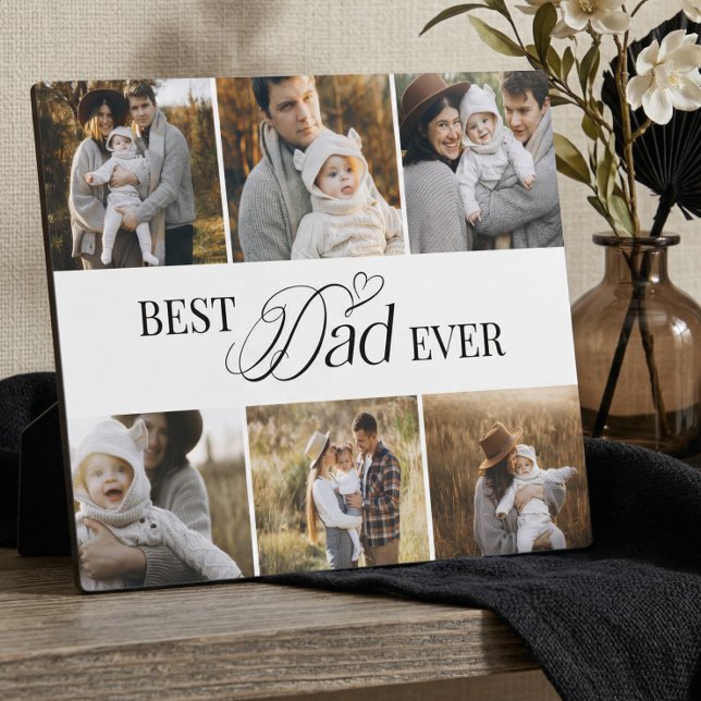 Modern Custom 6 photo Collage Best Dad Ever Plaque (Modern Custom 6 photo Collage Best Dad Ever Plaque)