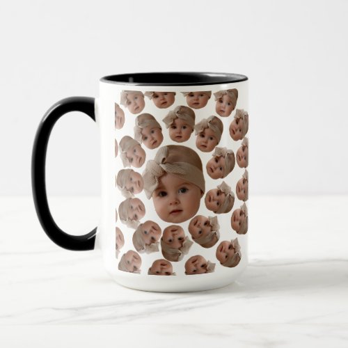 Modern Custom Baby Face Grandpa Grandma Birthday  Mug