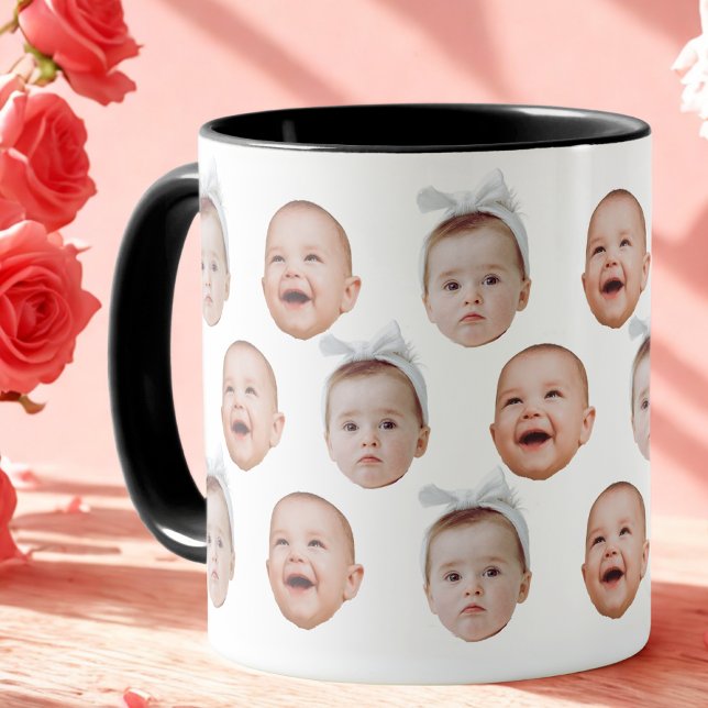 Modern Custom Baby Photo Cute Baby Face 2 Photos Mug (Creator Uploaded)
