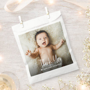 Modern Custom Baby Photo Thank You Favor Bag