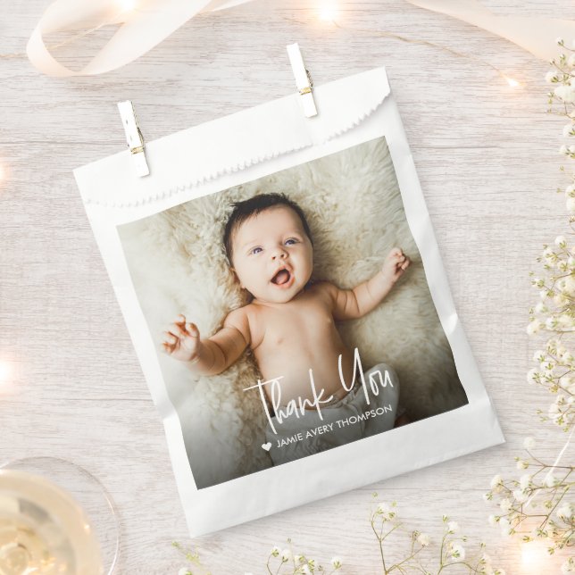 Modern Custom Baby Photo Thank You  Favor Bag (Clipped)