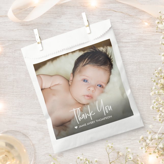 Modern Custom Baby Photo Thank You  Favor Bag (Clipped)