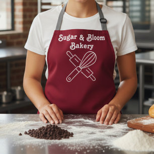 Modern Custom Bakery Burgundy Name Chef / Staff Apron