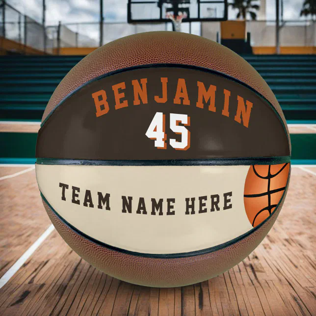 Modern Custom Basketball with Team Name Number | Zazzle