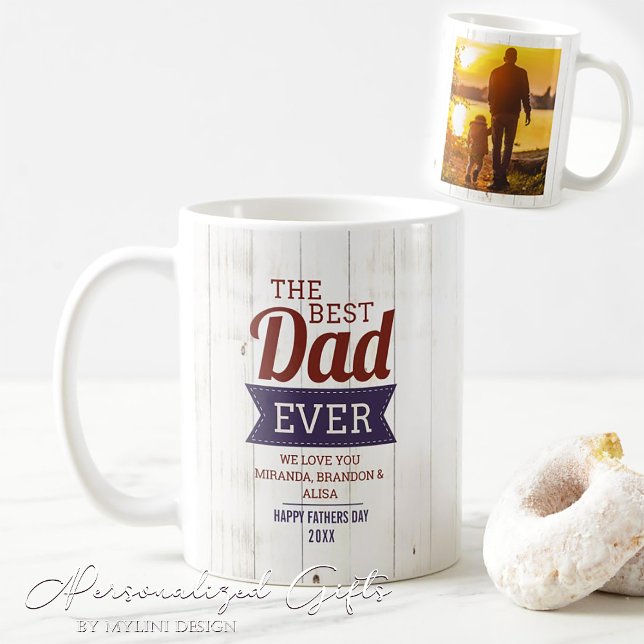Modern Custom Best Dad Ever Photo Coffee Mug (Creator Uploaded)