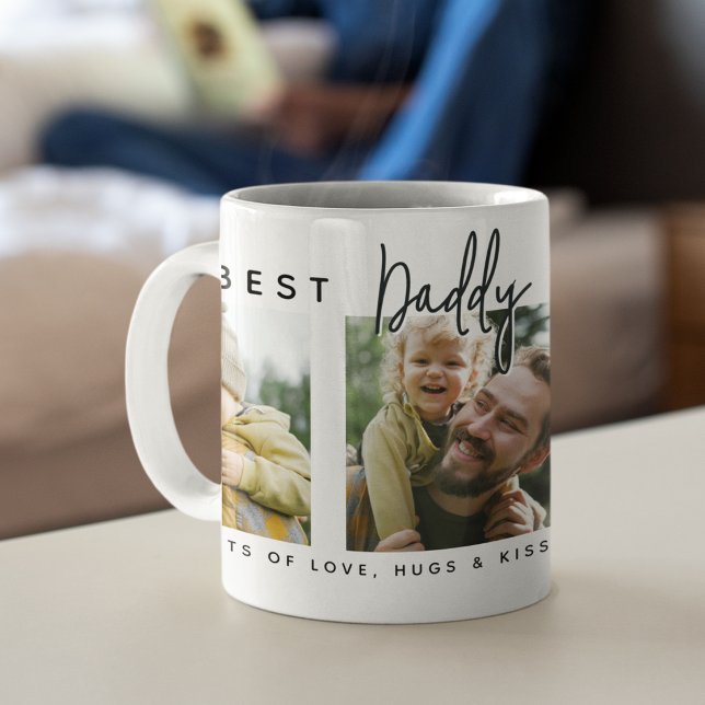 Modern Custom Best Daddy Ever | 3 Photo Coffee Mug (Creator Uploaded)