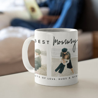 Modern Custom Best Mommy Ever | 3 Photo Coffee Mug