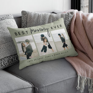 Modern Custom Best Mommy Ever 3 Photo Lumbar Pillow