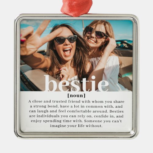 Modern Custom Bestie Meaning Best Friends Metal Ornament