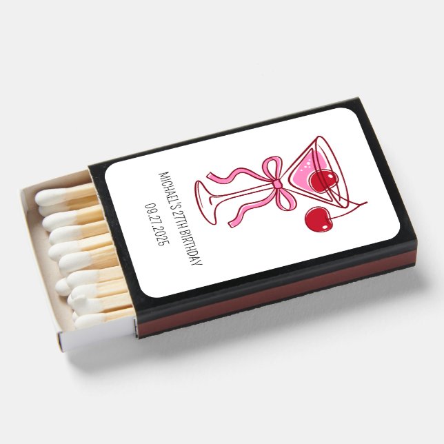 Modern Custom Birthday Save The Date Party Matchboxes (Front Open)