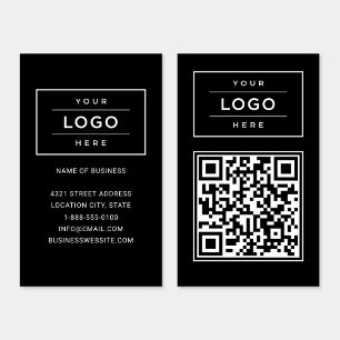 Modern Custom Black Business Logo QR Code Card