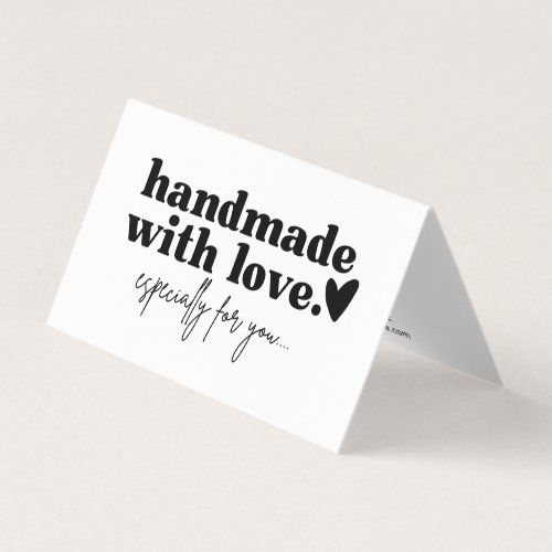 Modern Custom Black  White Handmade With Love  Business Card