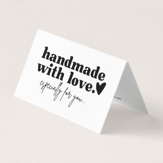 Modern Custom Black & White Handmade With Love  Business Card (Front)