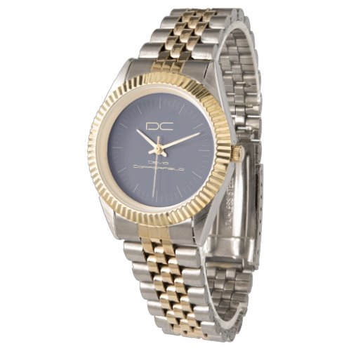 Modern Custom Blue Silver Gold Two_Tone Bracelet Watch