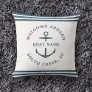 Modern Custom Boat Name Welcome Aboard Anchor Chic Throw Pillow