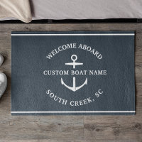Modern Custom Boat Name Welcome Aboard Anchor Doormat