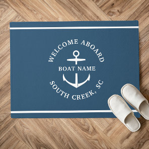 Modern Custom Boat Name Welcome Aboard Anchor Doormat