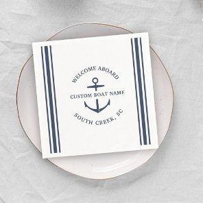 Modern Custom Boat Name Welcome Aboard Anchor Napkins