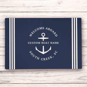 Modern Custom Boat Name Welcome Aboard Nautical Placemat
