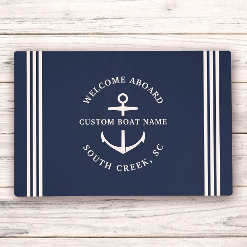 Modern Custom Boat Name Welcome Aboard Nautical Placemat